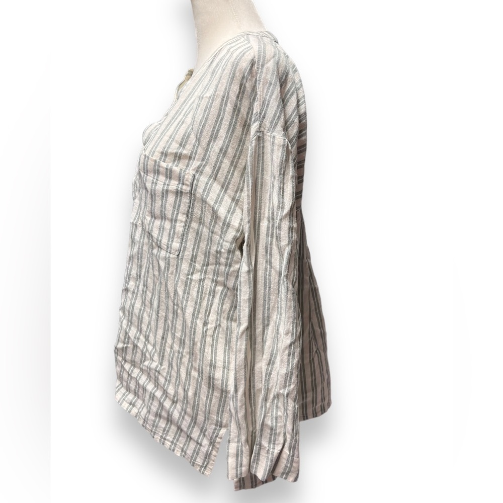 Madewell Linen-Blend Lakeline Popover Shirt in Hester Stripe  Xs - Picture 6 of 10
